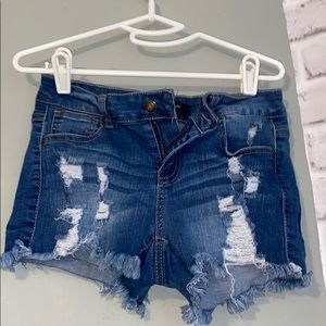 wax jean denim distress shorts